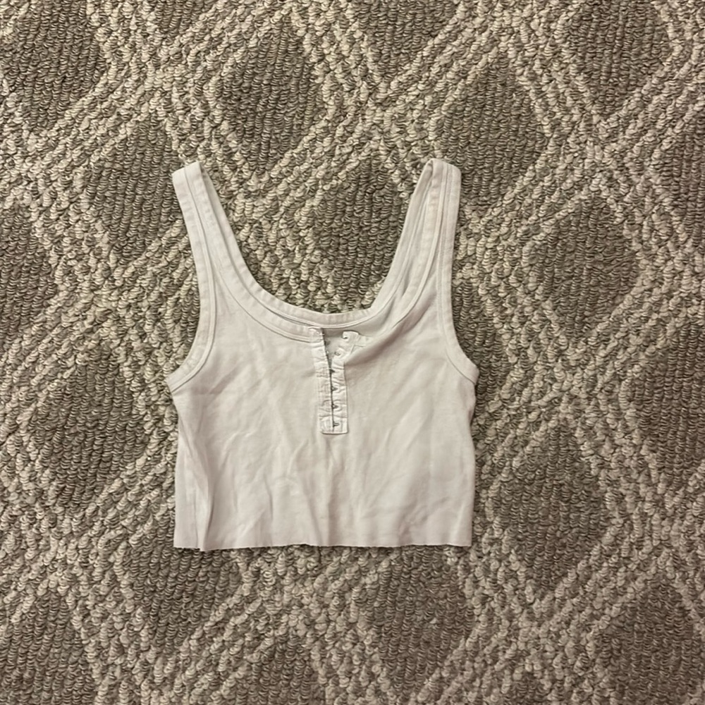 Aerie Hook & Eye Cropped Tank Top in White